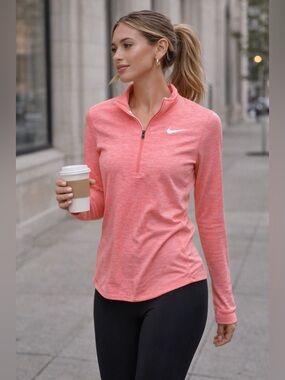 Nike Dri-Fit Pink Quarter Zip Running Top Size Small Athletic Pullover